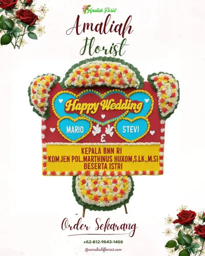 Karangan Papan Bunga Pernikahan di Pangadegan
